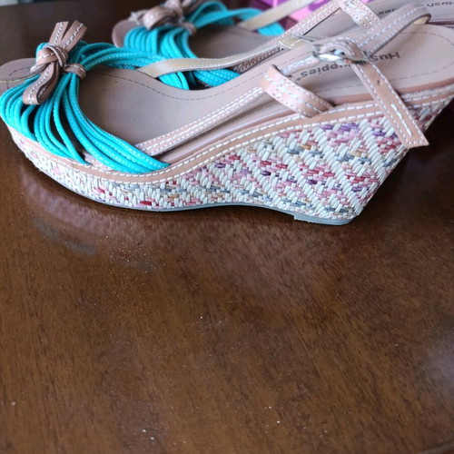 Hush Puppies turquoise platform sandals like new, size 38