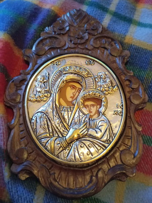 Theotokos Virgin Mary and Jesus silver 950 gilded, like new