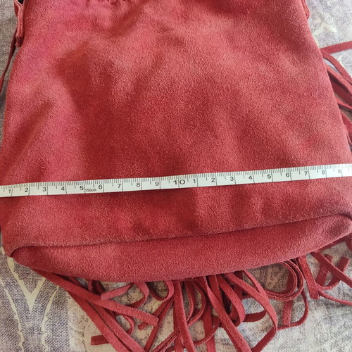 Zara leather crossbody bag with red fringe tassels used