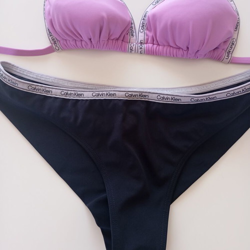 Calvin Klein bikini set like new, medium bottom, small top, black and purple