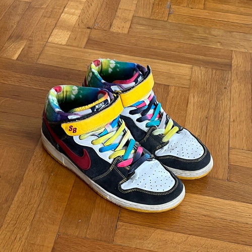 Nike SB Dunk Mid Tie Dye sneakers used, size 44.5, multicolor