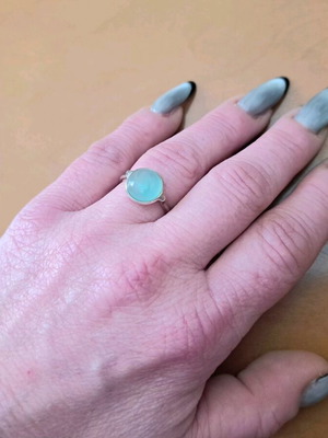 Silver ring Mint Aqua Chalcedony like new, minimal design