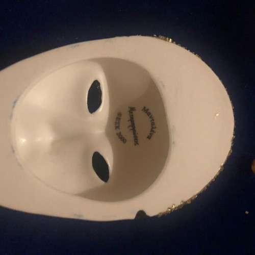 Venetian masks Greek collectible circle, 16 pieces with wooden display case