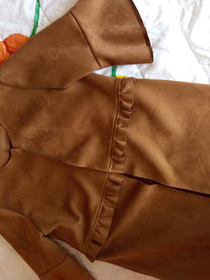 Suede jacket long with ruffles brown new size L