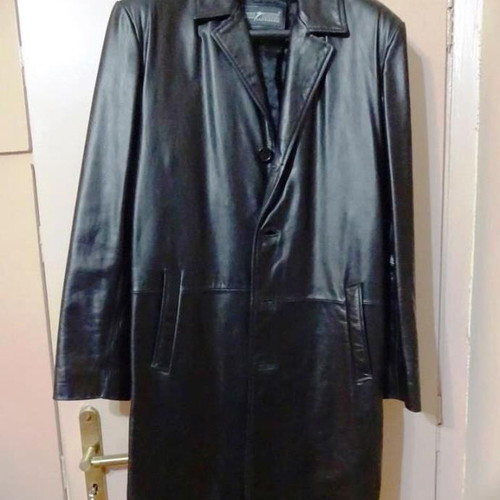 Men's leather coat new, size L, black
