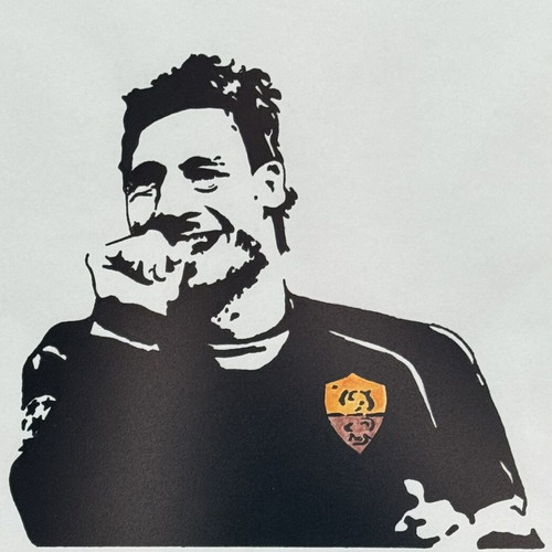 Francesco Totti Stencil Portrait New Hand-Painted in Frame 29x32cm
