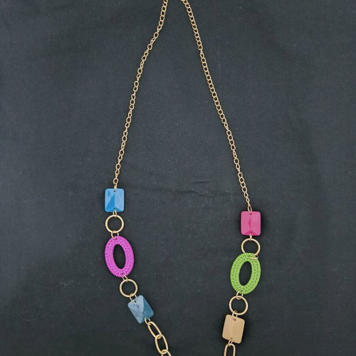 Summer necklace with gold chain and colorful stones new