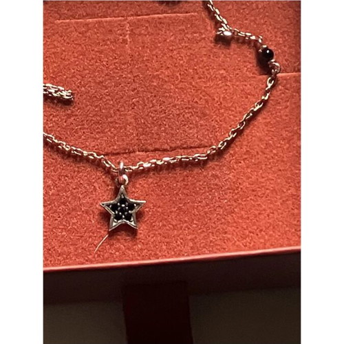 Silver necklace with rose gold plating and black zircon, like new