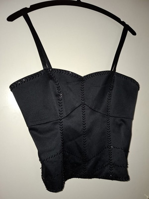 Spirit black top Large with straps and decorative sequins like new