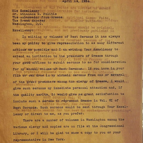 Greek Embassy Washington 1954 correspondence like new archival set