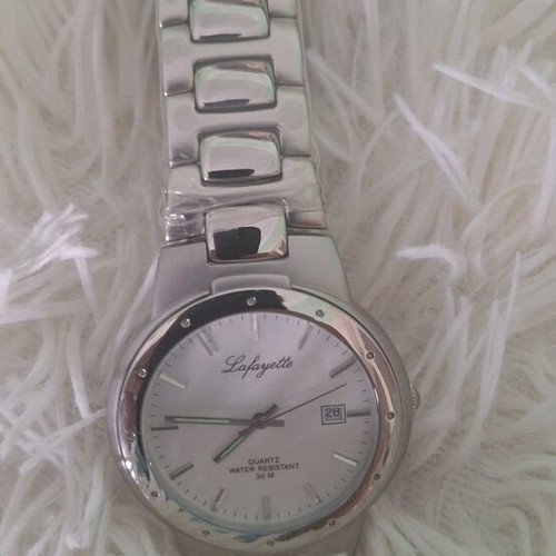 Lafayette men's steel watch new, water resistant 5atm, silver dial
