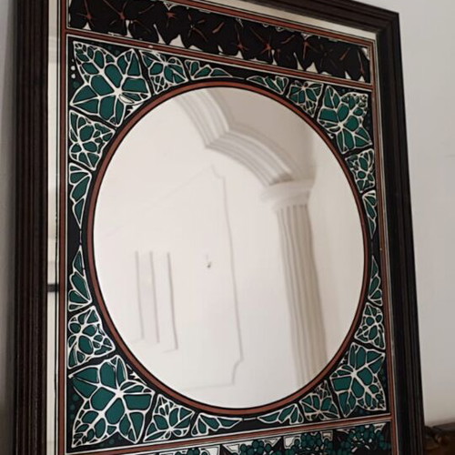 Vintage decorative mirror with handmade frame