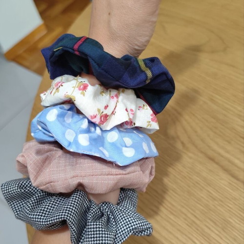 Scrunchies set of 5 made from quality cotton fabrics, multicolor