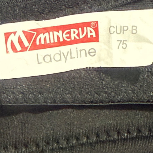 Minerva black bra like new, size 75 B for deep neckline