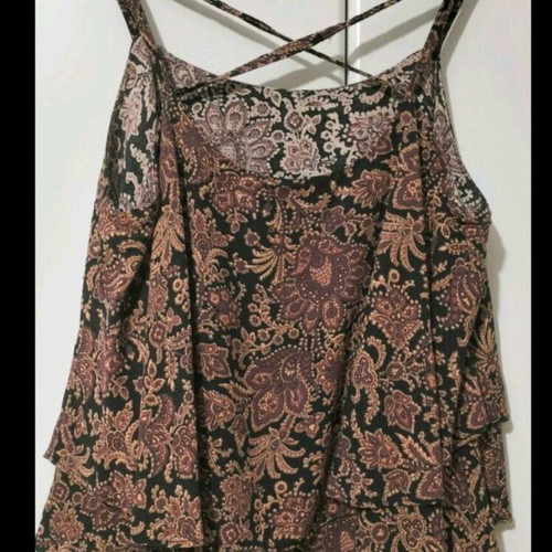 Summer blouse with crisscross back used, brown, size S