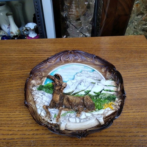 Decorative embossed wall plate with ibex motif like new