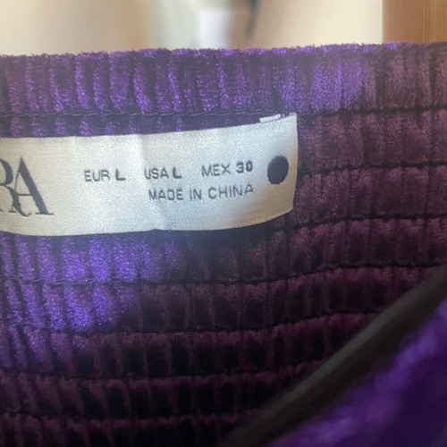 Zara set midi skirt and large top like new, purple velvet