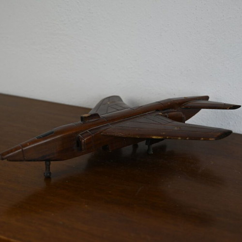 Handmade wooden fighter jet model delta wing used, vintage