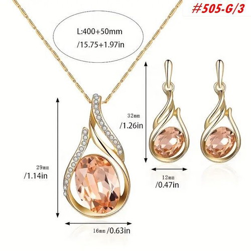Necklace and earrings set of 3 pieces golden color, new