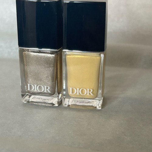 Dior nail polish used, 2 pcs in gold and silver shades