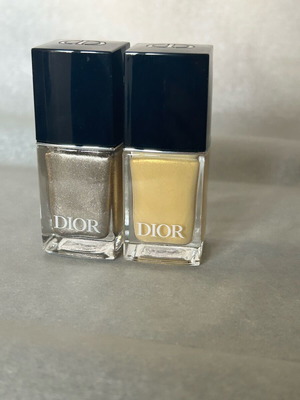 Dior nail polish used, 2 pcs in gold and silver shades