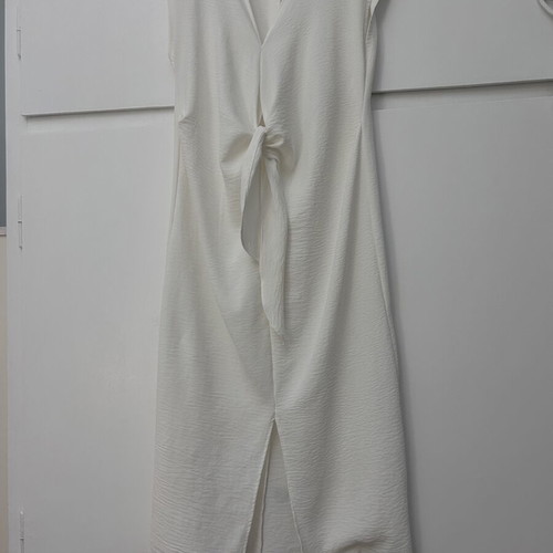 Zara maxi summer dress with front tie, white, size M