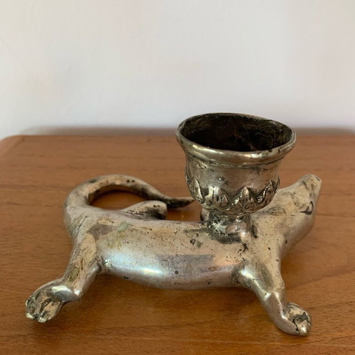 Lizard candlestick like new made of alpaca