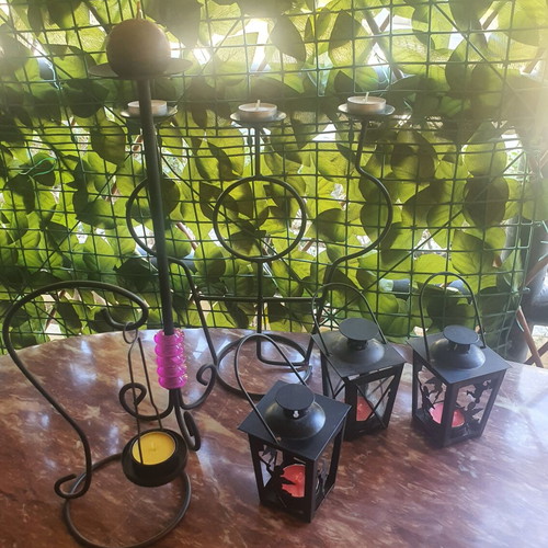 Metal candle holders collection of 6