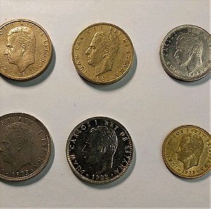 6 νομίσματα, Ισπανίας,τιμή πακέτο.