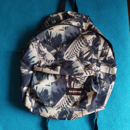 Eastpak backpack used, white and blue