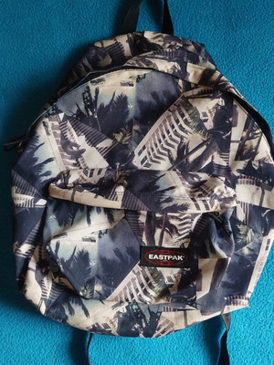 Eastpak backpack used, white and blue