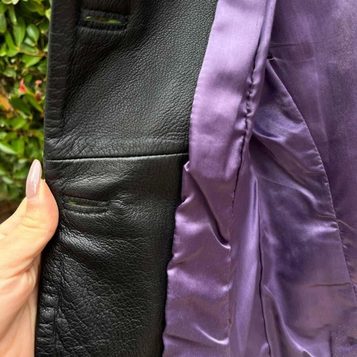 Rollini 100% leather women's jacket used, size M, black-purple