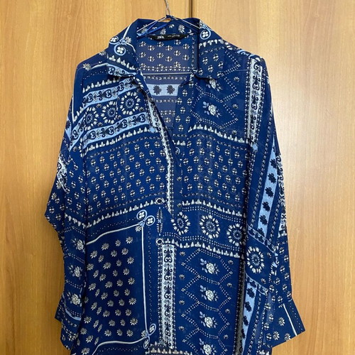 Zara Oversized women's shirt new, white and blue