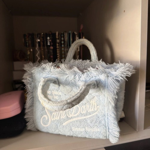 Saint Barth baby blue mini tote bag with strap