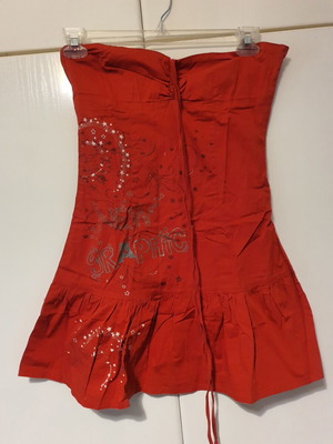 Strapless red dress with front designs like new