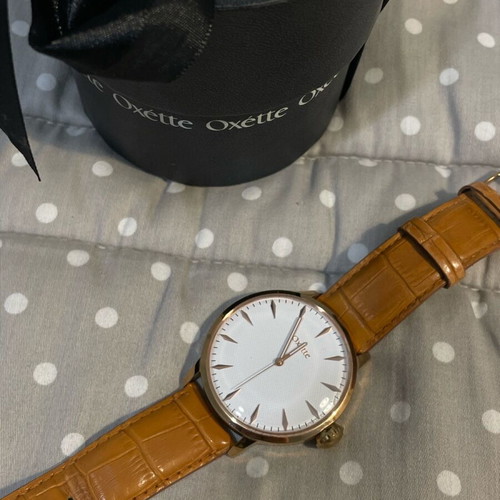 Oxette wristwatch used, brown and gold