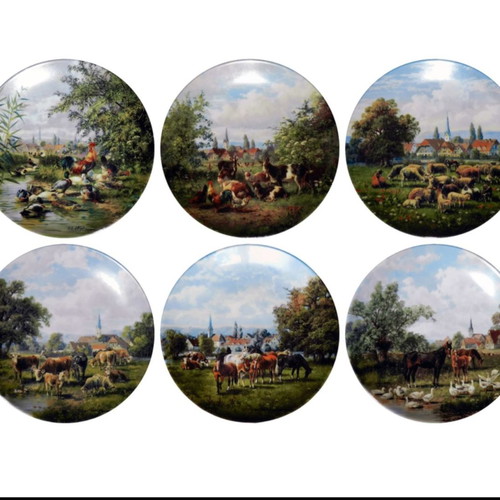 Seltmann Weiden wall plate collection 6 pcs "Animals of Our Village" new