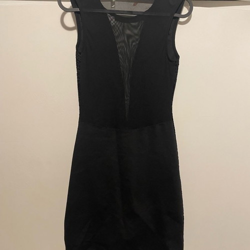 Black mini dress with velvety patterns used, size S from Bershka