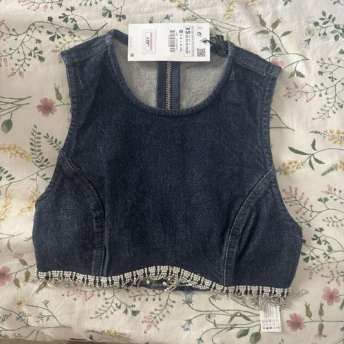 Zara denim crop top new with tag, size XS