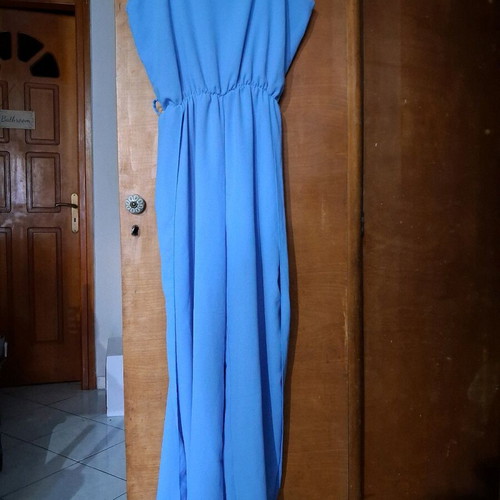 Blue One-Piece Jumpsuit like new, elastic waist, shorts inside