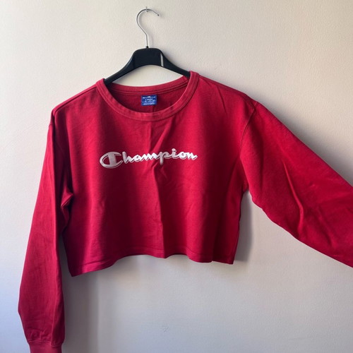 Champion women's crop top used, size Large, red