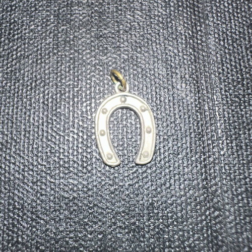 Vintage horseshoe pendant charm, embossed, textured back