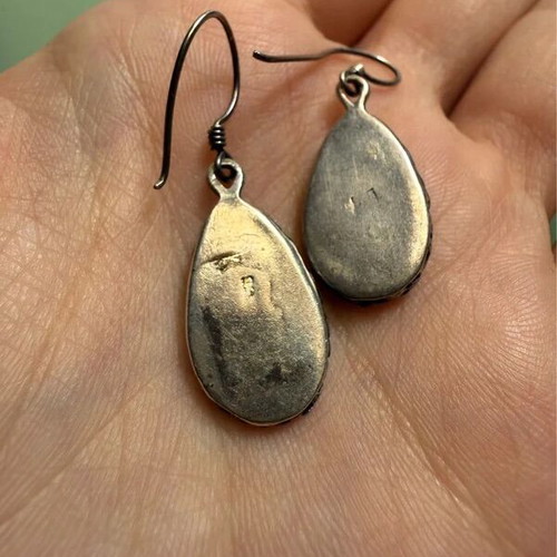Vintage earrings silver 925 and onyx used