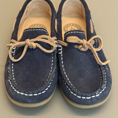 Children's Blue Suede Moccasins Like New Size 28