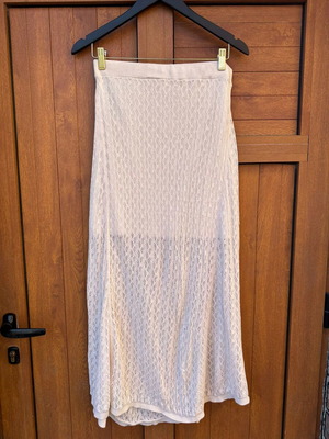 Дълга плетена пола от ленена смес Selected Femme като ново, размер М, бежова