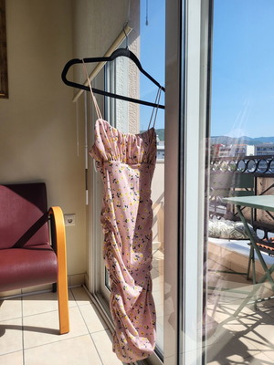 Shein pink dress M with yellow floral print