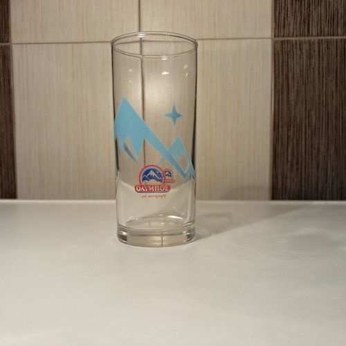 Olympus glass promotional cup new, ideal for milk or juice