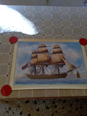 Decorative print of the naval ship from the 1821 revolution, new, 50x35 cm