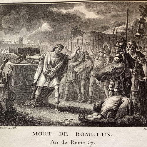 Χαλκογραφία 1770 Ο Θάνατος του Ρωμύλου μεταχειρισμένη 28x21 cm