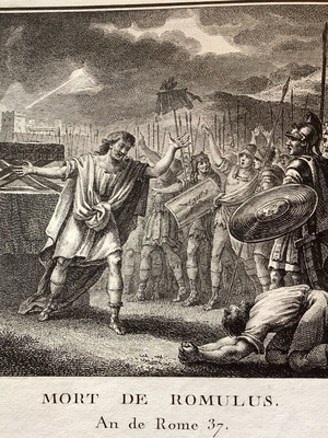 Χαλκογραφία 1770 Ο Θάνατος του Ρωμύλου μεταχειρισμένη 28x21 cm